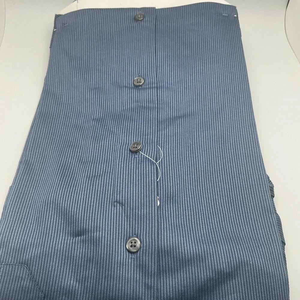 NWT Kenneth Cole NY Slim Fit Stretch Blue Dress Shirt L 16.5 33/33 Black Stripes